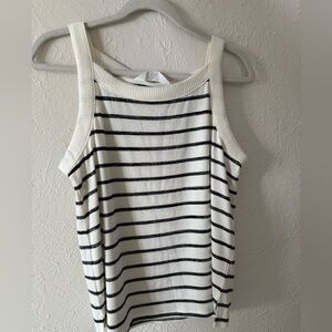 NWT Market & Spruce Tatum High Neck Black and White Striped Tank Top